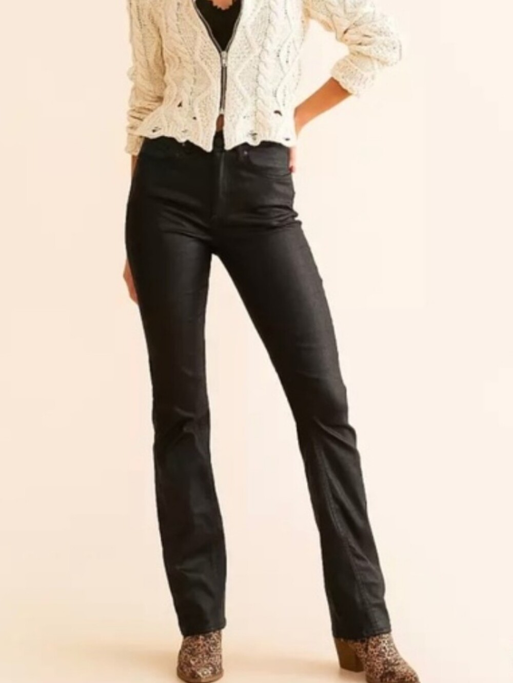 We The Free "Xena" High Rise Slim Straight Coated Jeans